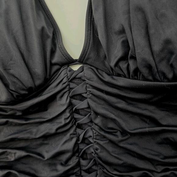 Bleu Rod Beattie Swim Women 10 Black Bathing Suit One Piece Bikini Halter Ruched - Picture 10 of 10